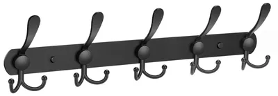 Image de Porte-manteaux mural - 15 crochets - Acier inoxydable - Noir - Charge max. 15 kg