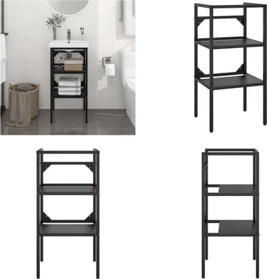 Zdjęcie produktu dla vidaXL Stelaż pod umywalkę czarny 40x38x83 cm żelazny - Stelaż pod umywalkę - Stelaż pod umywalkę - Stojak pod umywalkę