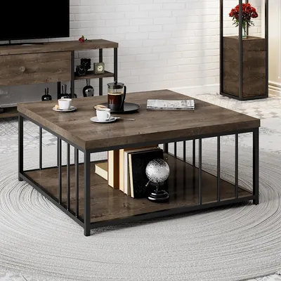 Image de Skye Decor, Zenn - Walnut, Black, Tables basses, noyer, 90 x 40 x 90 cm