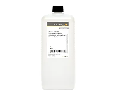 Obrázek produktu pro Čistá voda, laboratorní voda, voda s nízkým obsahem solí, demineralizovaná nebo deionizovaná 1 l