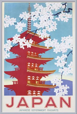 Immagine prodotto di Manifesto - Vintage - Poster - Japan Railways + cornice a incastro, Shinsuke® Maxi in plastica argento, lastra in acrilico