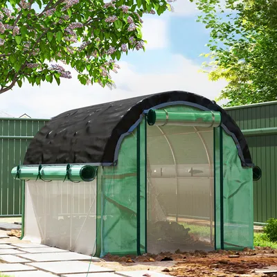 Produktbild von SUGIFT Polytunnel Gewächshaus mit Sonnenschutznetz, Foliengewächshaus, Tomatenhaus, Grün | 300 x 200 x 198 cm | Stahl, 140 g/m²