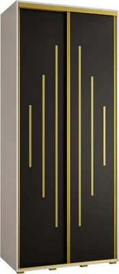 Produktbild von MEBLE KRYSPOL Davos 12 Schrank, zwei Türen - 235,2x100x60 cm - Weiß Schwarz Gold