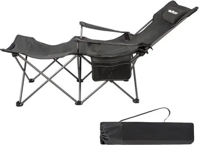 Image de Chaise de plage pliable avec dossier et repose-pieds réglables