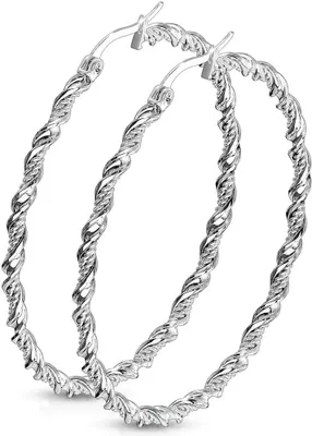 Produktbild von Creolen Edelstahl Damen Kreolen Gedreht Ohrstecker Ohrringe Autiga® silber 30 mm