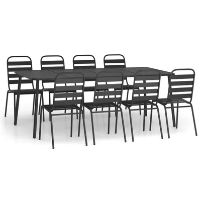 Produktbild von vidaXL 9-tlg. Garten-Essgruppe Anthrazit Stahl