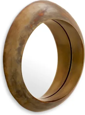 Produktbild von Casa Padrino Luxus Aluminium Wandspiegel Vintage Messing Ø 50 cm - Runder Wohnzimmer Spiegel - Schlafzimmer Spiegel - Garderoben Spiegel - Luxus Möbel - Luxus Einrichtung
