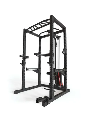 Produktbild von ATLETICA R7-Cyrax Power Rack | 220 cm Höhe | Latzug mit Legblocker | Rudereinheit | Multi-Grip Bar | Safety Spotter Arme | Dip Station | Landmine