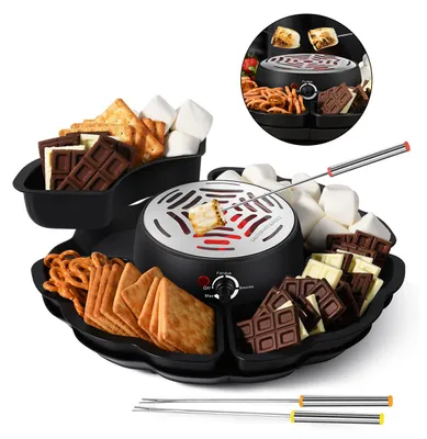 Produktbild von Elektrischer S'mores Maker Tischgerät, Marshmallow Röster & Schokoladenfondue Set mit Temperaturregelung, inkl. 4 Spieße
