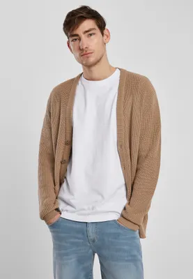 Image de Cardigan pour homme Urban Classics Boxy, couleur sable chaud - L