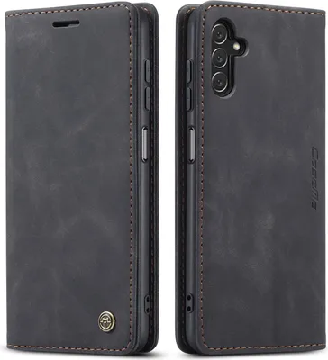 Produktbild von Galaxy A13 5G Hülle, Retro Kunstledertasche mit Standfunktion Schutzhülle für Samsung Galaxy A13 5G Schwarz