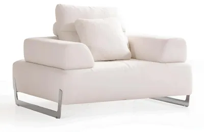 Produktbild von Weißer Polstersessel Metallfüße Wohnzimmer Stoffsessel Relaxsessel