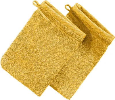 Produktbild von Erwin Müller Waschhandschuh Heidelberg" 2er-Pack gelb 15x21 cm"