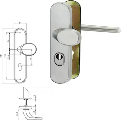 Produktbild von Griffwerk Kombi-Schutzbeschlag TITANO SB_884 Schutzklasse ES1 mit PZ, ZA 72
