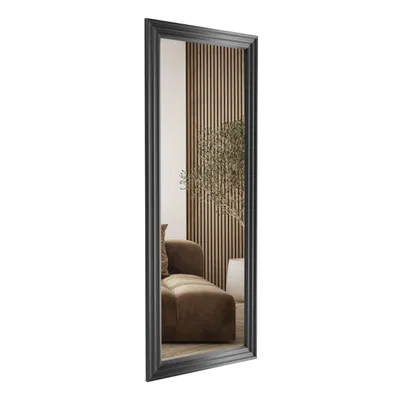 Obrázek produktu pro Zrcadlo na zeď STYLER WAVE, 50x142 cm, černé, obdélníkové, rám z MDF. Vhodné do chodby, ložnice, koupelny. Zrcadlo na celé tělo, moderní, loftový, industriální styl