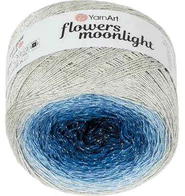 Produktbild von Garn „Flowers Moonlight“ – 260 g, 1000 m – Grau, Blau
