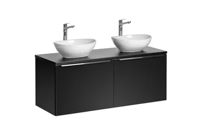 Productafbeelding van Onderkast voor wastafel, 4-delig, AKAN, 120 cm, mat zwart, variant A, inclusief wastafel