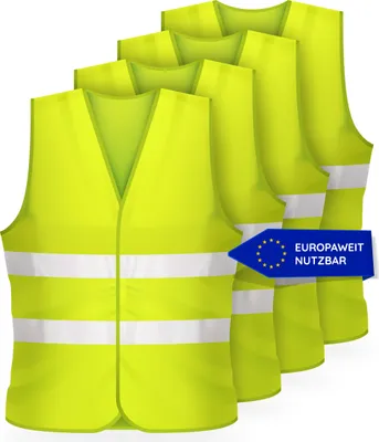Produktbild von FLEXEO Warnweste nach DIN EN ISO 20471 Sicherheitsweste Auto PKW unisex XXL, 4 Stück