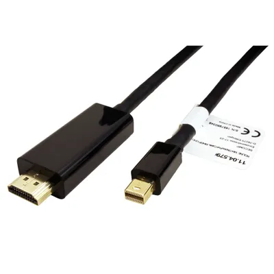 Obrázek produktu pro ROLINE DisplayPort - HDMI kabel, miniDP(M) -> HDMI M, 4K@60Hz, 1m (11.04.5795)
