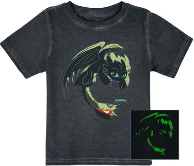 Produktbild von Drachenzähmen leicht gemacht T-Shirt Uni Kids - Ohnezahn - Druck leuchtet im Dunkeln multicolor 128