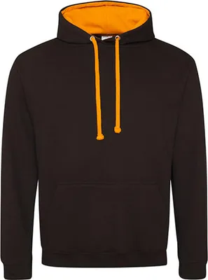 Produktbild von Just Hoods JH003 | Varsity Herren Hoodie / Kaputzenpullover - Farbe: Jet Black/Orange Crush - Größe: L