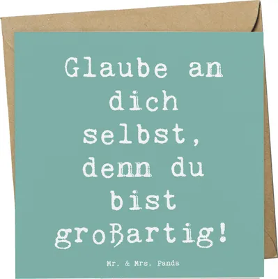 Produktbild von Mr. & Mrs. Panda Glückwunschkarte Spruch Selbstvertrauen stärken - Meeresbrise - Geschenk, Grußkarte, Zuversicht, anlasskarte, Lebenshilfe, Klappkarte, Mutmacher, Trost