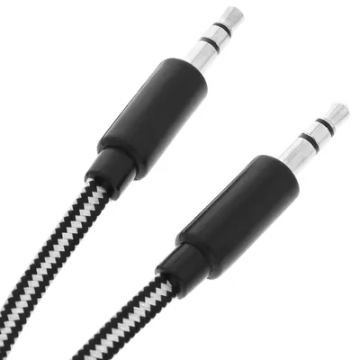 Image de Câble adaptateur stéréo avec connecteurs jack 3,5 mm (2x), plat, 1 mètre, noir