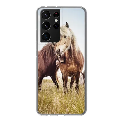 Produktbild von MuchoWow® Handyhülle Schutzhülle Hülle für Samsung Galaxy S21 Ultra Pferde - Gras - Frühling Silikon Softcase Handy Hülle - Mobiltelefon