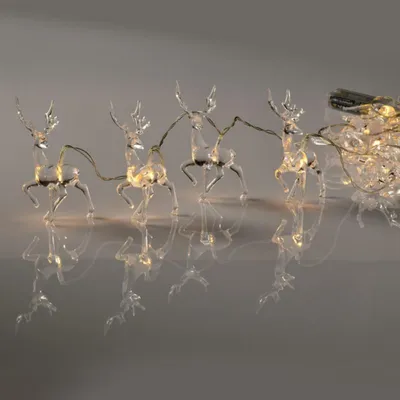 Image de ACA Lighting, renne en acrylique, 10 LED, chaîne décorative à piles (3xAA), WW, IP20, 135+30cm, câble transparent X061011223
