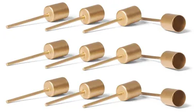Produktbild von Novaliv 12x Stabkerzenhalter gold I Kerzenpick 10 x 2,5 cm Kerzenpin Adventskranzdekoration I Kerzenstecker für Stabkerzen Kerzenleuchter I Dekoration Weihnachten