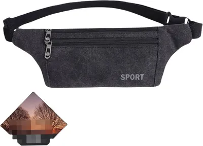 Produktbild von INF Canvas Bauchtasche mit Tasche - Outdoor Sport Gürteltasche Schwarz