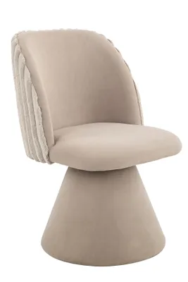 Produktbild von Hela Tische, Drehstuhl Esszimmerstuhl Bari, Bezug MATERIALMIX Samt/Felloptik Beige, Kegelfuß gepolstert, 360° drehbar, 120kg belastbar