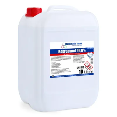 Produktbild von Ravensberger Chemie Isopropanol 99,9 % – hochreiner Alkohol zum Reinigen & Entfetten, rückstandsfrei, Lösemittel für Werkstatt & Industrie - 10 Liter