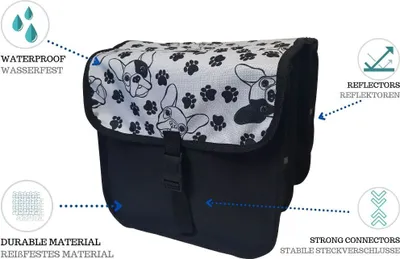 Produktbild von Kinder Fahrradtasche Doppeltasche – Satteltasche für 14-20 Zoll Kinderfahrrad – Gepäckträgertasche, wasserabweisend & leicht 46. Mini - Hund