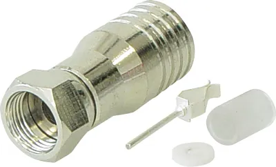 Produktbild von F-Stecker, crimpbar F-Stecker, crimpbar, mit Innenstift, integrierter Ring, für Kabel: 10 mm / rg 11, 4-teilig