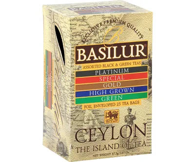Produktbild von Basilur Tee Set Ceylon 5 Teesorten 25 Teebeutel Schwarztee Grüntee