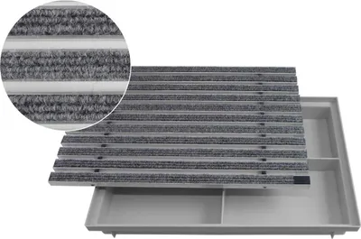 Produktbild von ACO Eingangsmatte Vario + Bodenwanne 75mm Kunststoff, Rips Hellgrau, 60x40cm