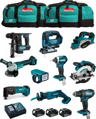 Produktbild von MAKITA Kit MPK1810233A (DDF482 + DTD154 + DHR171 + DGA504 + DTM50 + DSS610 + DJV182 + DJR185 + DKP180 + DML186 + 3x3,0Ah + ...)