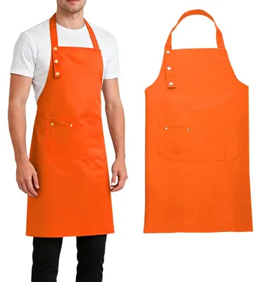 Küchenschürze wasserabweisend 80x70 cm Orange mit Tasche