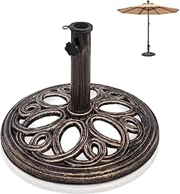 Produktbild von Famanu Parasolständer aus Metall - Bronze, rund, stabil, für Terrassen und Garten