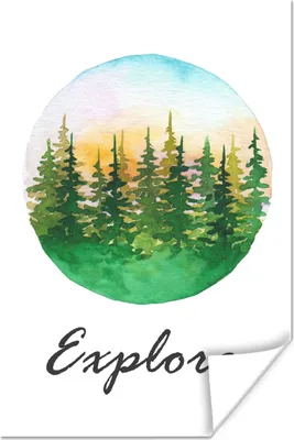 Produktbild von MuchoWow® Poster Aquarell - Wald - Zitat 120x180 cm - Kunstposter