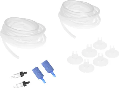 Productafbeelding van Pongnas zuurstoffslang, luchtslang 2,5 meter, 4 mm zuurstoffslang, zuigpijpen + 2 sandzuigers voor luchttoevoersysteem, 2 transparante slangen + 2 terugslagventielen voor zuurstofpomp, 2