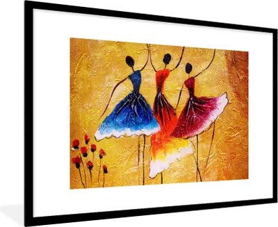 Produktbild von MuchoWow® Gerahmtes Poster Gemälde - Frauen - Kleid - Öl 90x60 cm - Poster mit Schwarzem Bilderrahmen Wandposter Rahmen Foto Bilder - Wanddekoration - Fotos