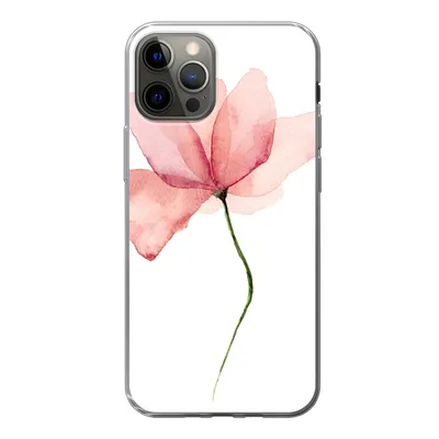 Produktbild von MuchoWow® Handyhülle Schutzhülle Hülle für iPhone 12 Pro Blumen - Aquarell - Rosa Silikon Softcase Handy Hülle - Abdeckung