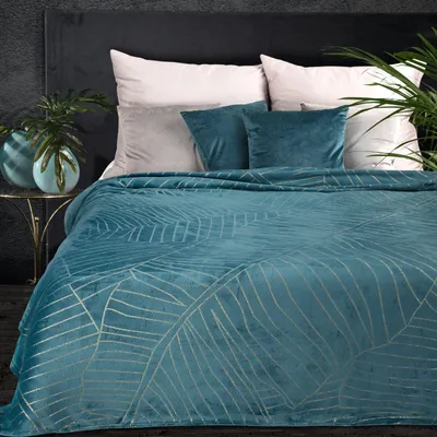 Produktbild von Eurofirany Decke Wohndecke Sofadecke LUNA 2 150x200 cm türkis gold