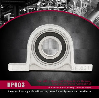 Imagen del producto de 1 unidad de cojinete de rodillos cilíndricos montado en bloque, aleación de zinc, 17 mm, modelo KP003, piezas y accesorios mecánicos