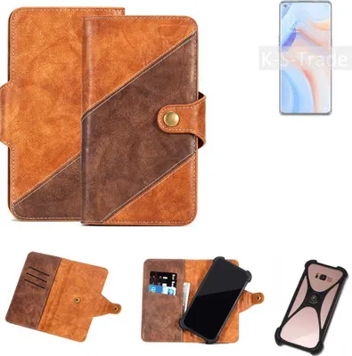 Produktbild von K-S-Trade Handyhülle Schutzhülle Bookstyle Case Wallet-Case kompatibel mit Oppo Reno4 Pro Cover Klapphülle Kantenschutz Smartphone dunkelbraun