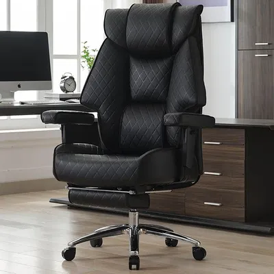 Produktbild von Chefsessel bis 180kg Belastbar, Ergonomischer Bürostuhl mit Taschenfederkern, Breiter Drehstuhl für Schneidersitz, Dick Gepolstert, Hochlehner Managerstuhl mit Lendenwirbelstütze (Schwarz)