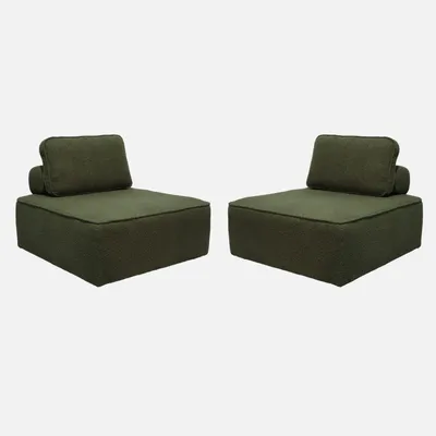 Produktbild von sweeek - 2er-Set Sessel Einsitzer für modulares Bouclé-Sofa - Khaki