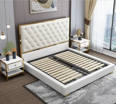Produktbild von Designer Bett Schlafzimmer Betten Leder Hotel Luxus Polster Sitz Bettgestell Neu